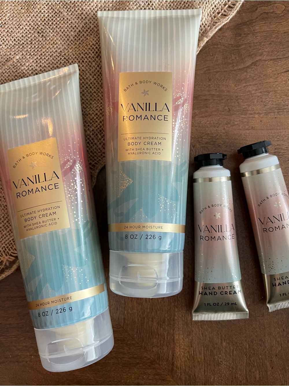 Set of 2 Bath and Body Vanilla Romance 2 Creams and 2 Travel Lotions!